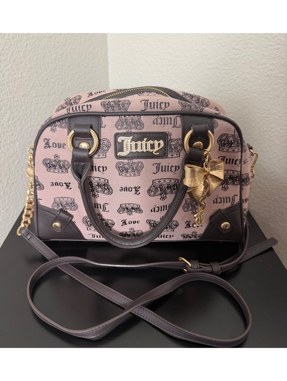 Juicy Couture Y2K McBling Crown Bowler Bag Rhinestone Charm